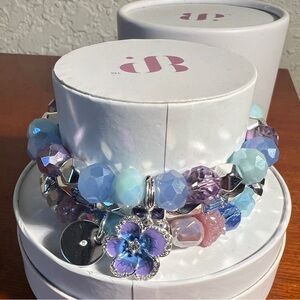 Bomb Party “Violets Are Blue” Bracelet Set – Lab-Created Stones – Silver Plated
